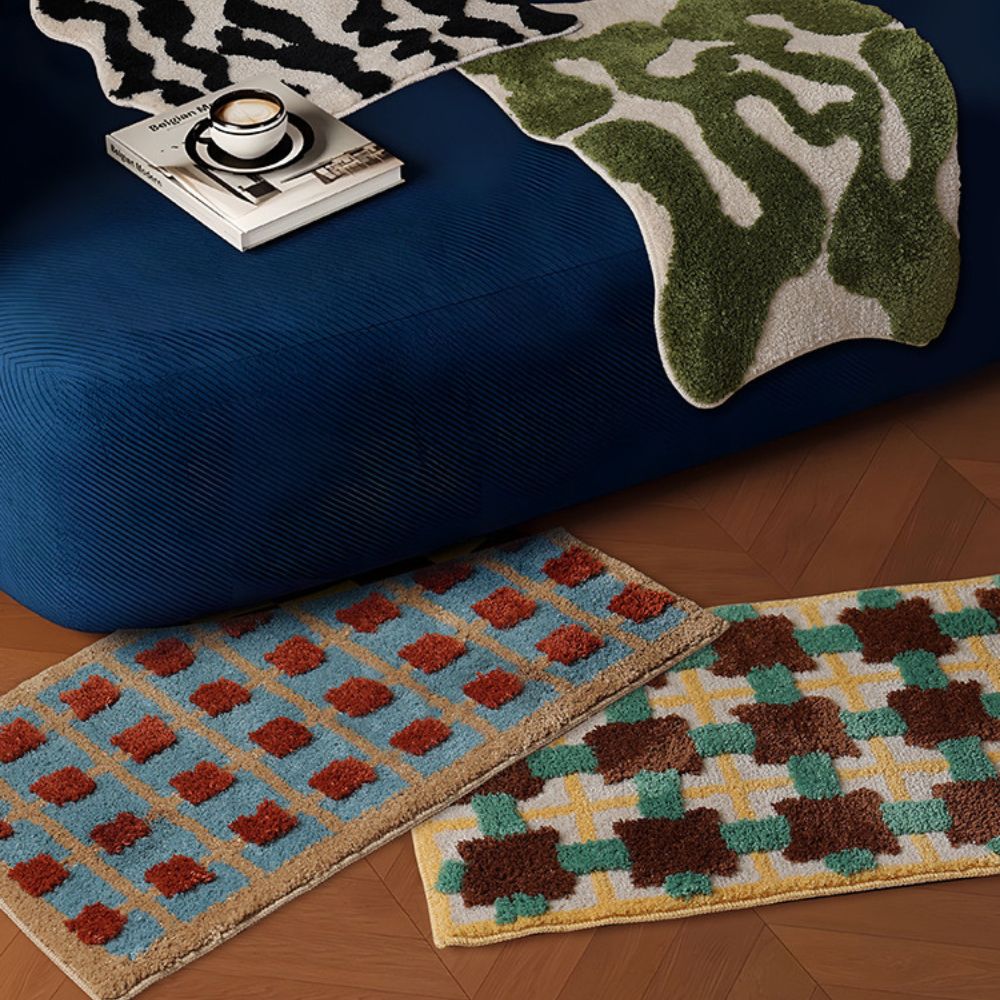 Mosaic Bath Mat - Soft Fabric, Non-Slip Design, Moroccan Pattern 4