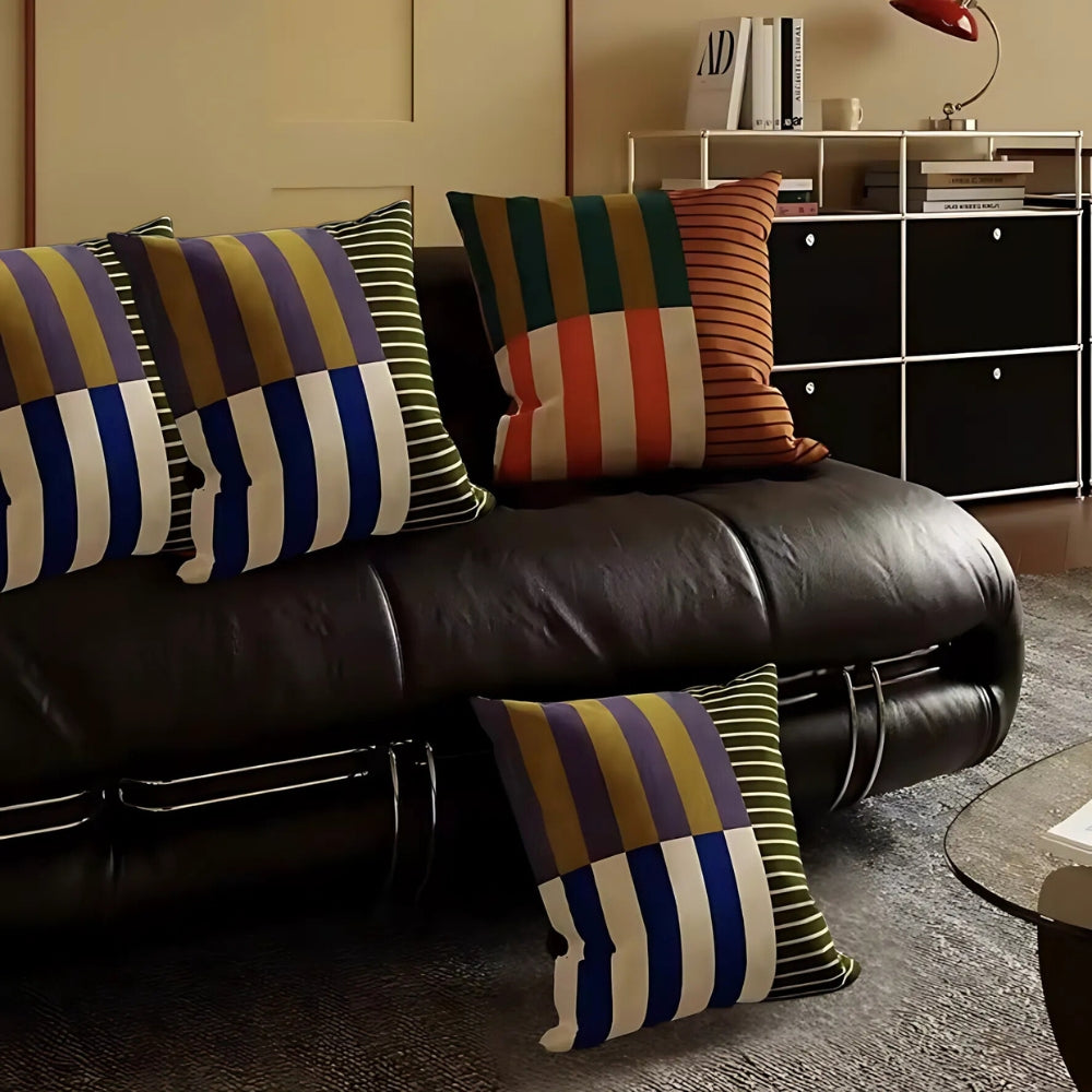 Mosaic Striped Cushion Cover - Microfiber Blend, Double-Sided Print 2