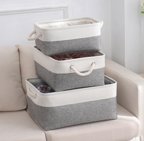 NeatNest Storage Basket - Durable Cotton Linen, Foldable Design 0