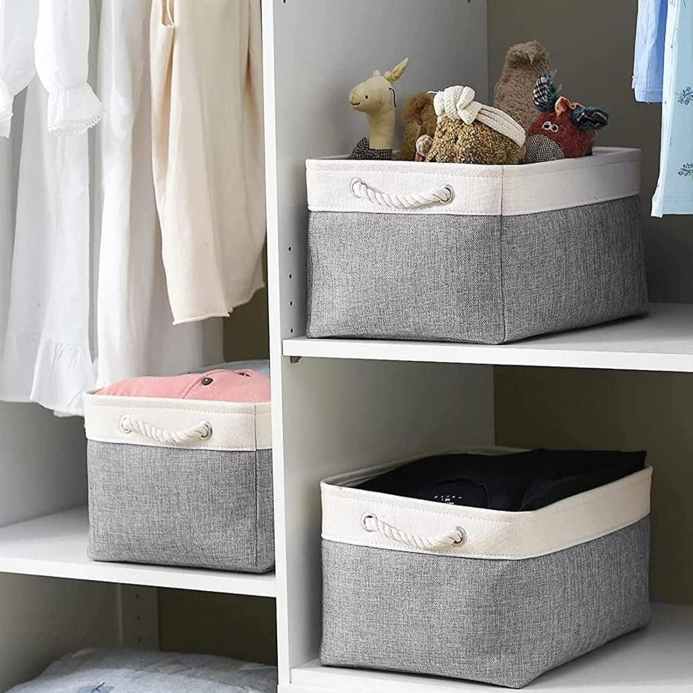 NeatNest Storage Basket - Durable Cotton Linen, Foldable Design 1