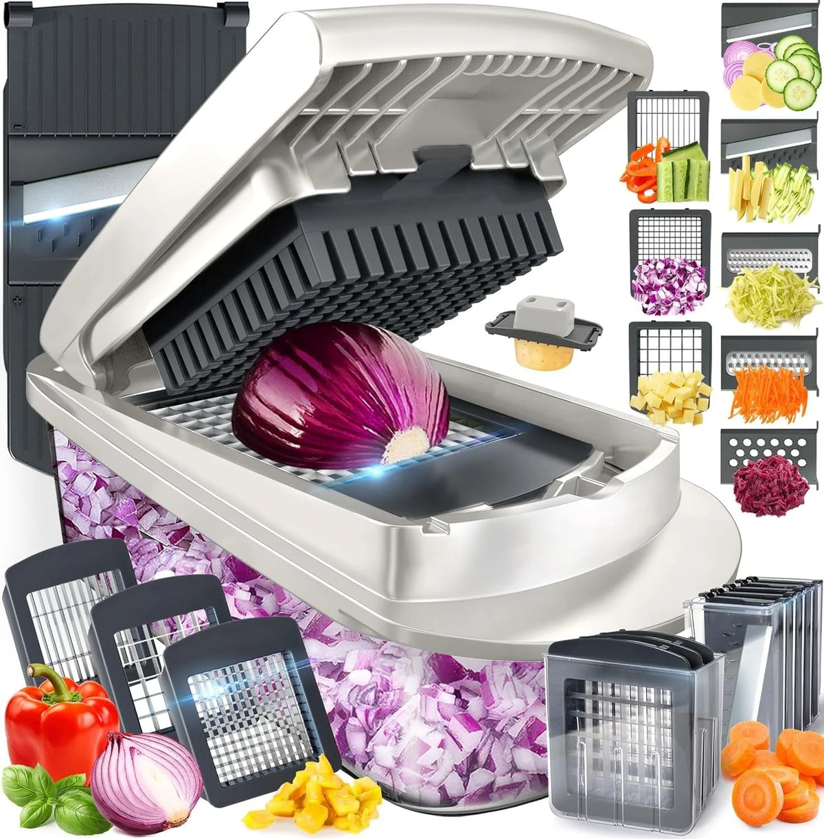 Nexa Vegetable Slicer - 10-in-1 with 8 Blades, Built-In Container 0