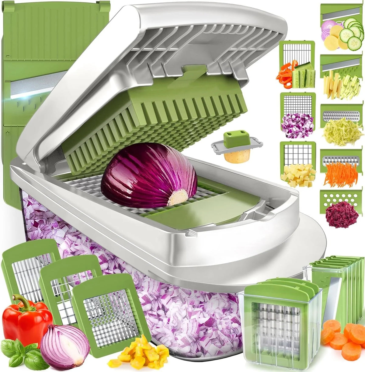 Nexa Vegetable Slicer - 10-in-1 with 8 Blades, Built-In Container 1