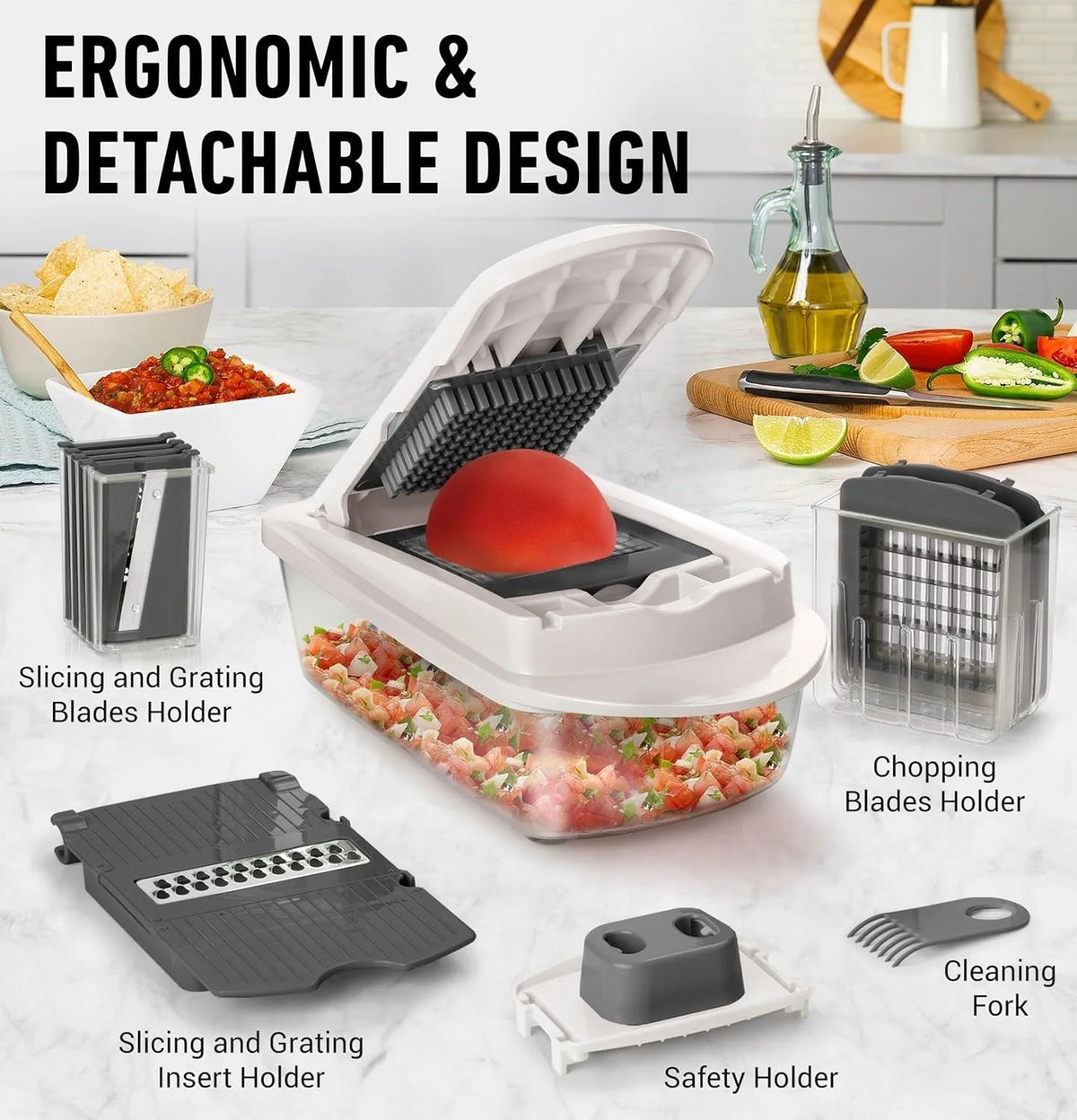 Nexa Vegetable Slicer - 10-in-1 with 8 Blades, Built-In Container 2