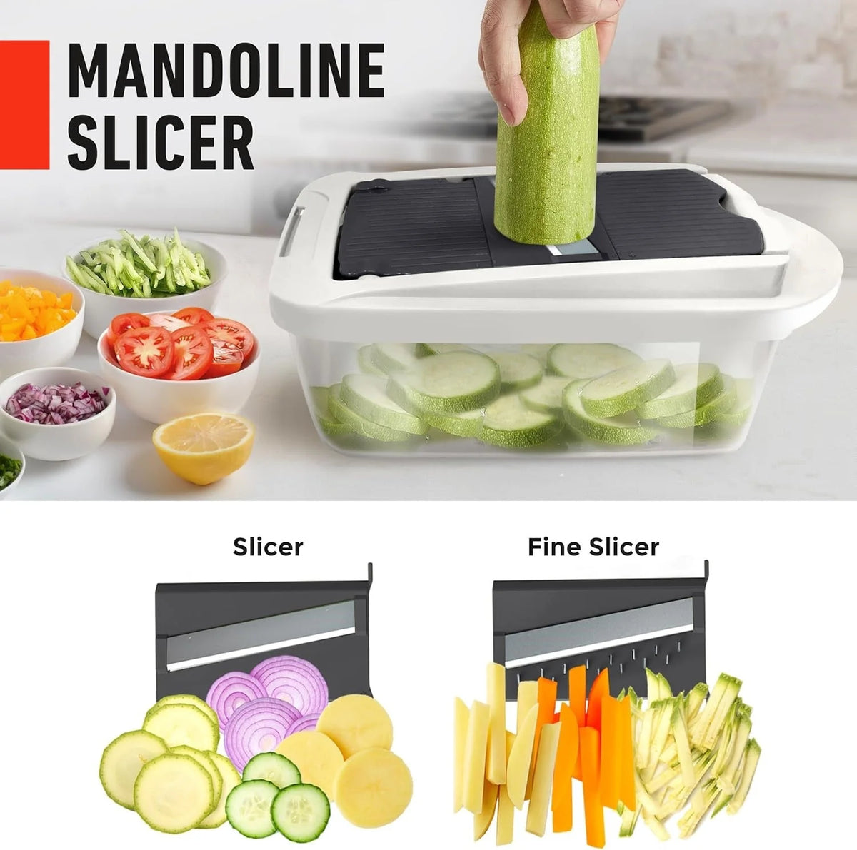 Nexa Vegetable Slicer - 10-in-1 with 8 Blades, Built-In Container 5