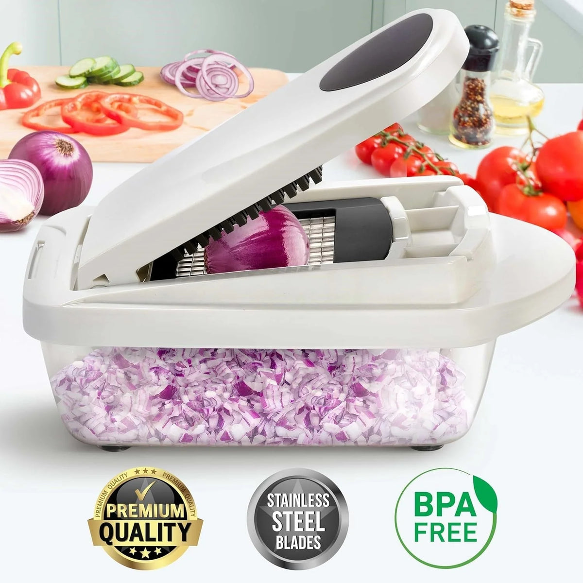 Nexa Vegetable Slicer - 10-in-1 with 8 Blades, Built-In Container 8