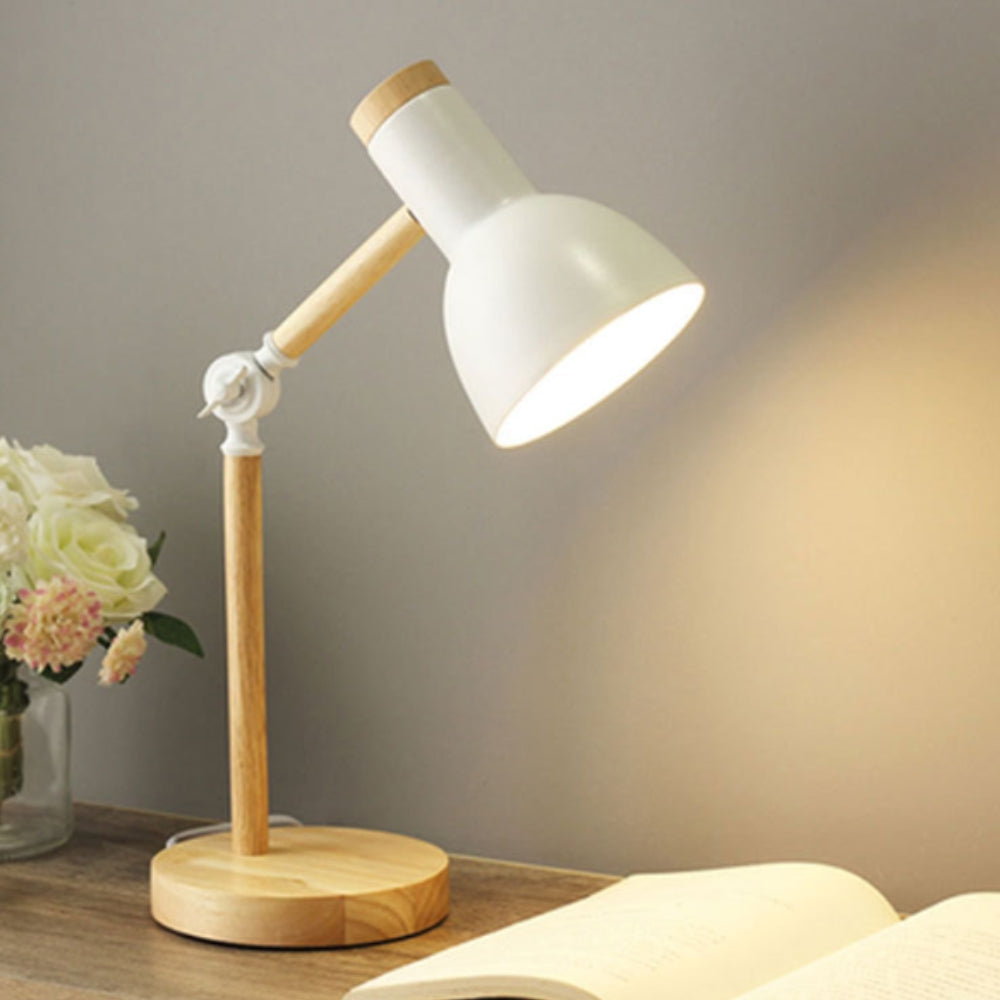 Noble Table Lamp - Iron and Wood, Adjustable Nordic Design for Bedside or Desk 0