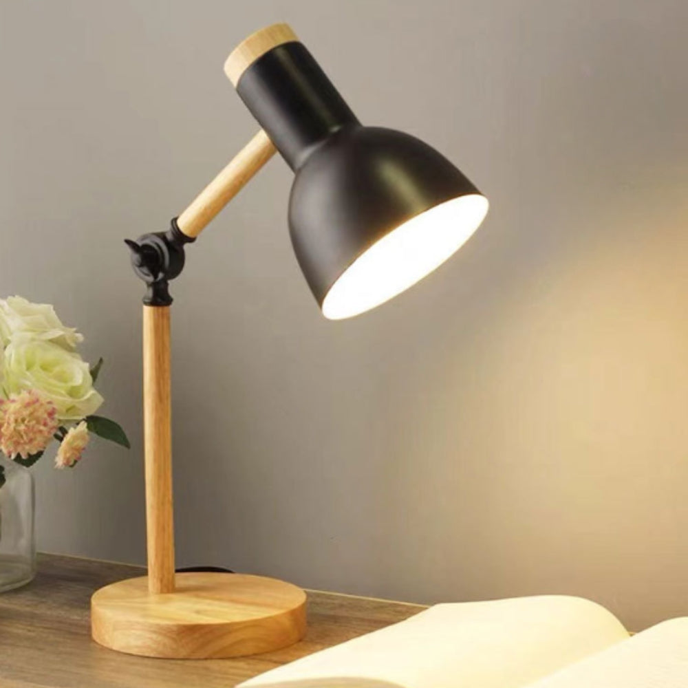 Noble Table Lamp - Iron and Wood, Adjustable Nordic Design for Bedside or Desk 1