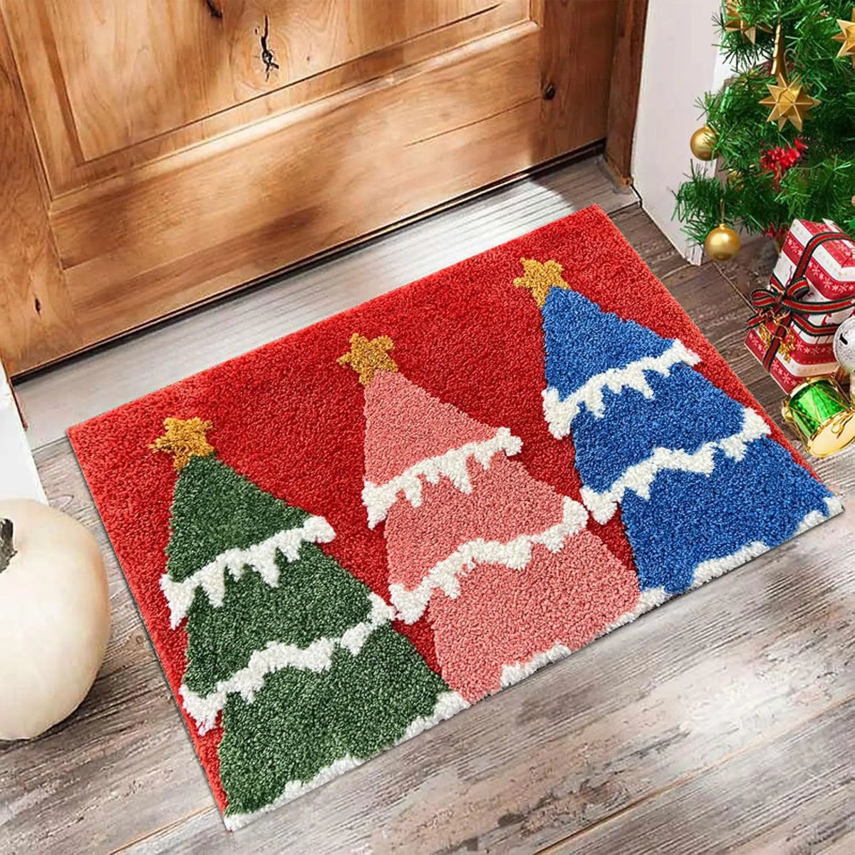 Non-Slip Christmas Doormat - 40x60cm Festive Santa & Snowman Indoor Welcome Mat 0