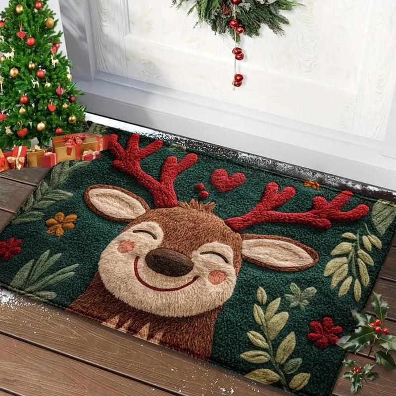 Non-Slip Christmas Doormat - 40x60cm Festive Santa & Snowman Indoor Welcome Mat 1