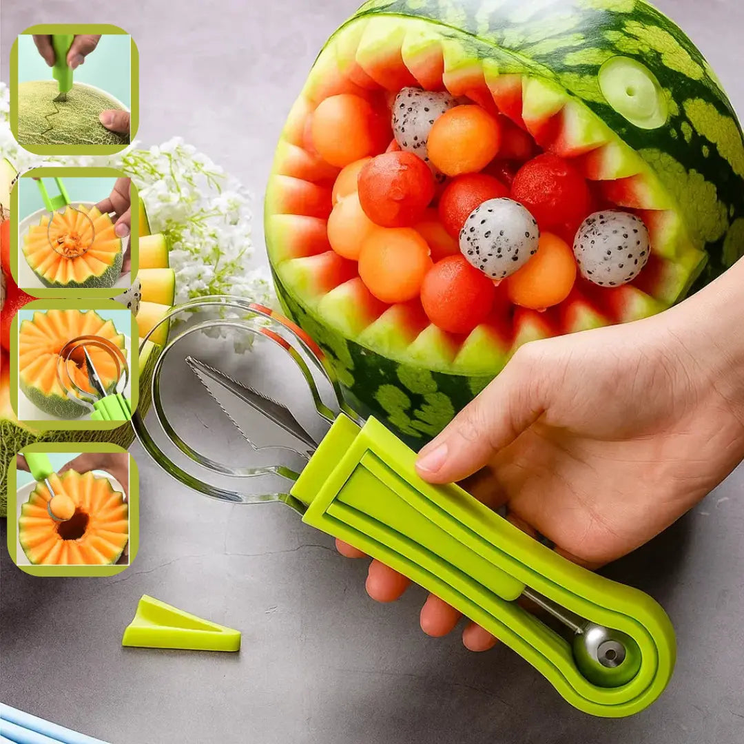 Orbis 3-in-1 Fruit Slicer - Plastic and Stainless Steel Compact Tool 2