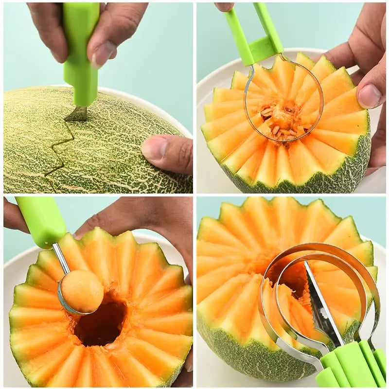 Orbis 3-in-1 Fruit Slicer - Plastic and Stainless Steel Compact Tool 3