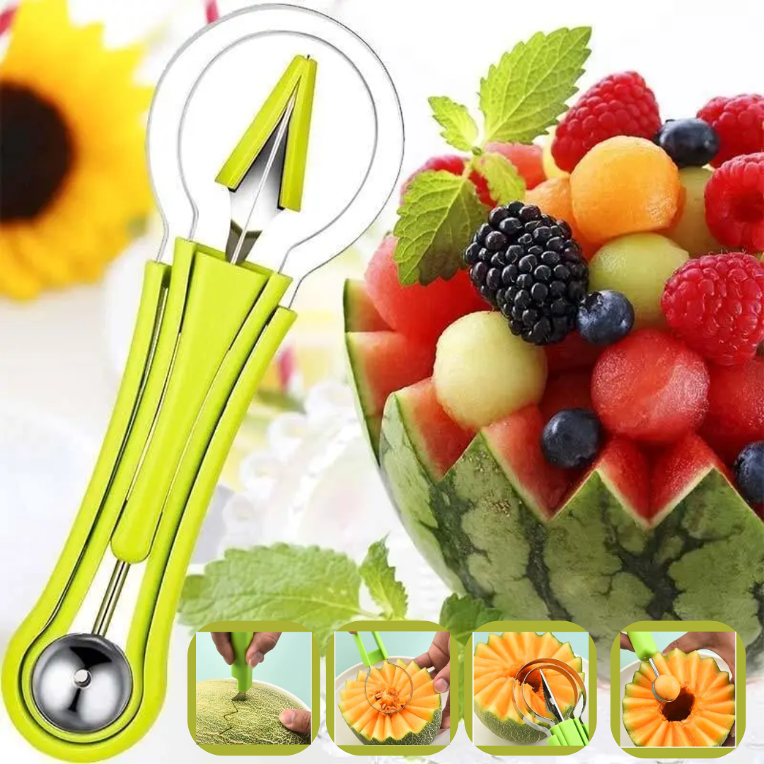 Orbis 3-in-1 Fruit Slicer - Plastic and Stainless Steel Compact Tool 4