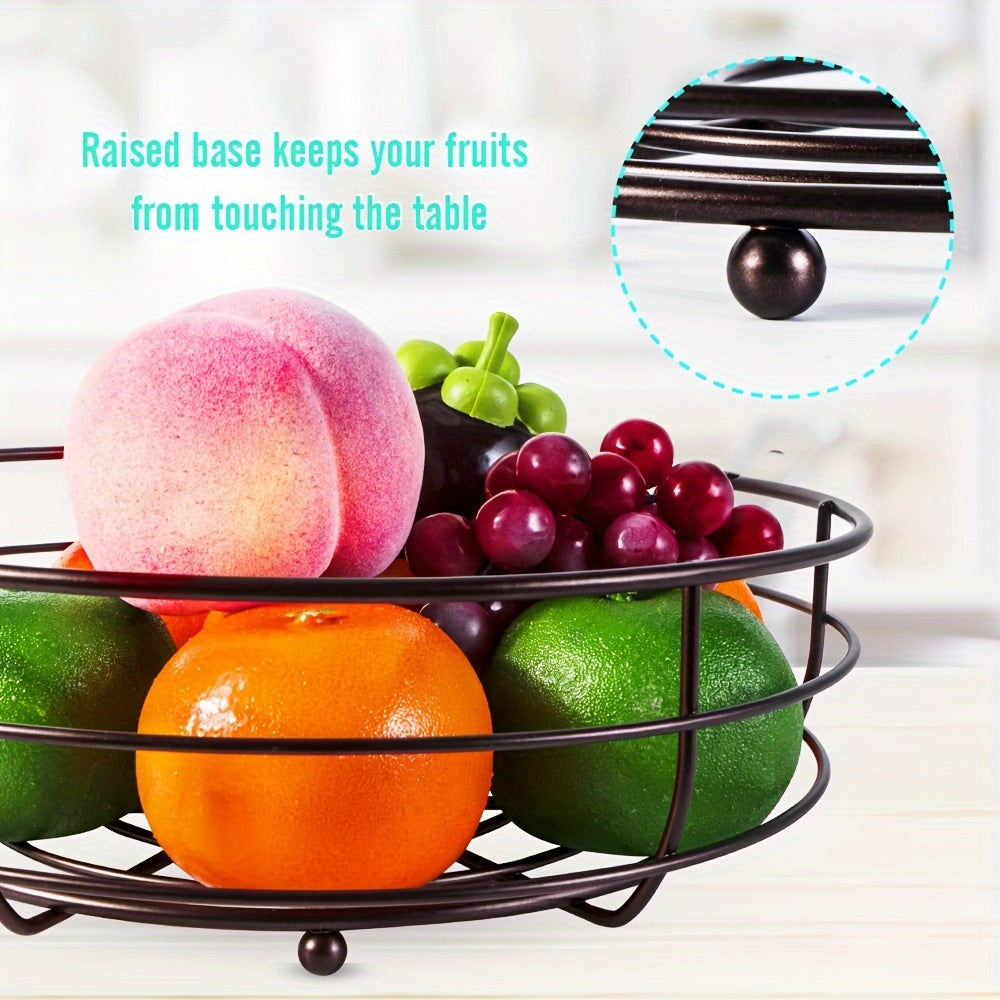 Orion 2-Tier Oval Fruit Basket - Metal Kitchen Organizer with Banana Holder 3