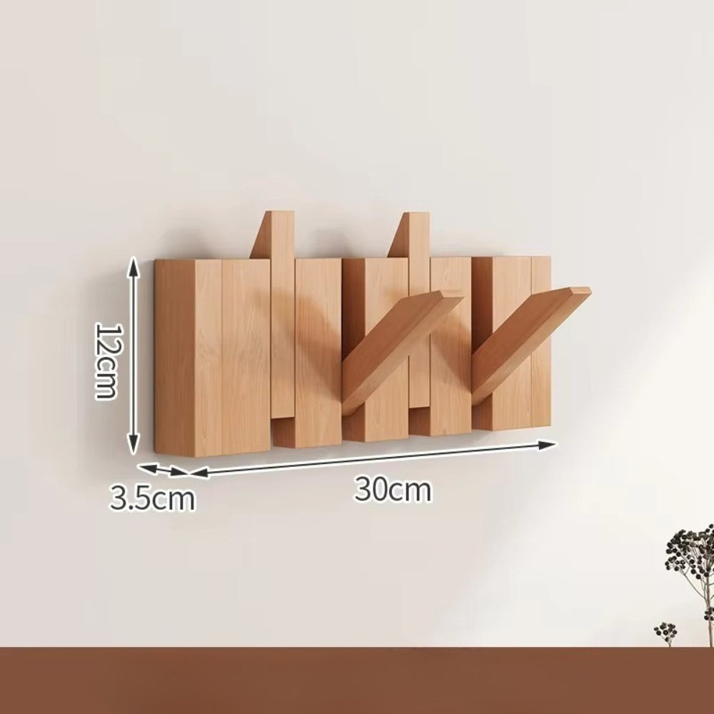 Piano Wall Mounted Coat Rack - Foldable Wooden Hooks, Space-Saving Design 0