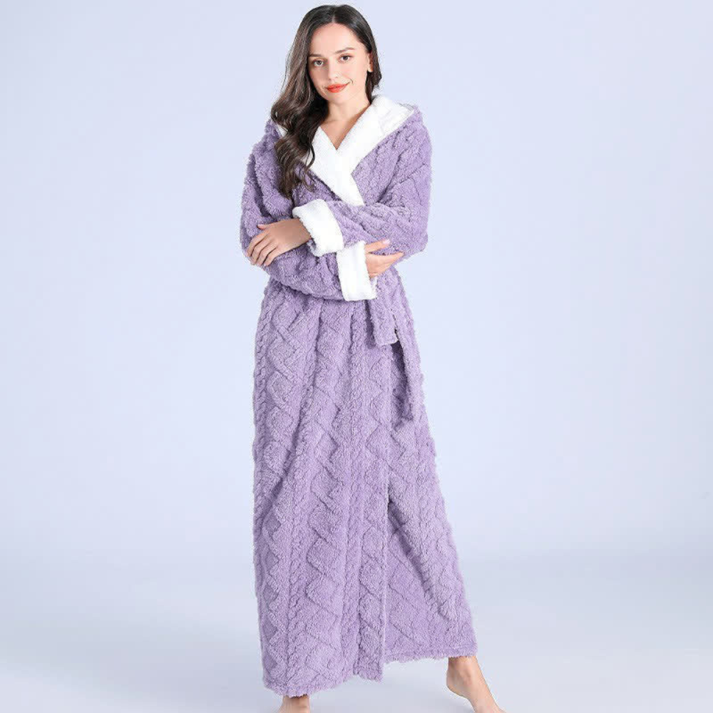 Plush Long Hooded Robe - Soft Fabric, Cozy Comfort for Women 0