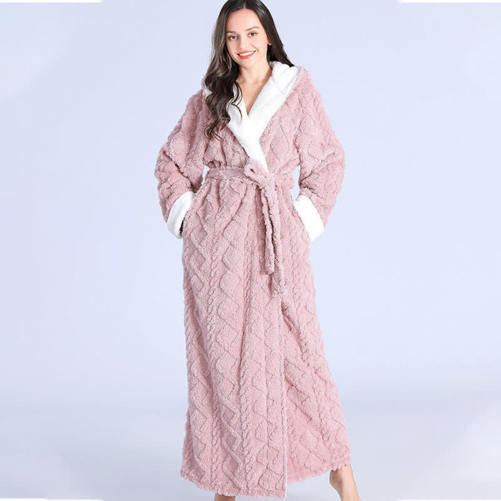 Plush Long Hooded Robe - Soft Fabric, Cozy Comfort for Women 4