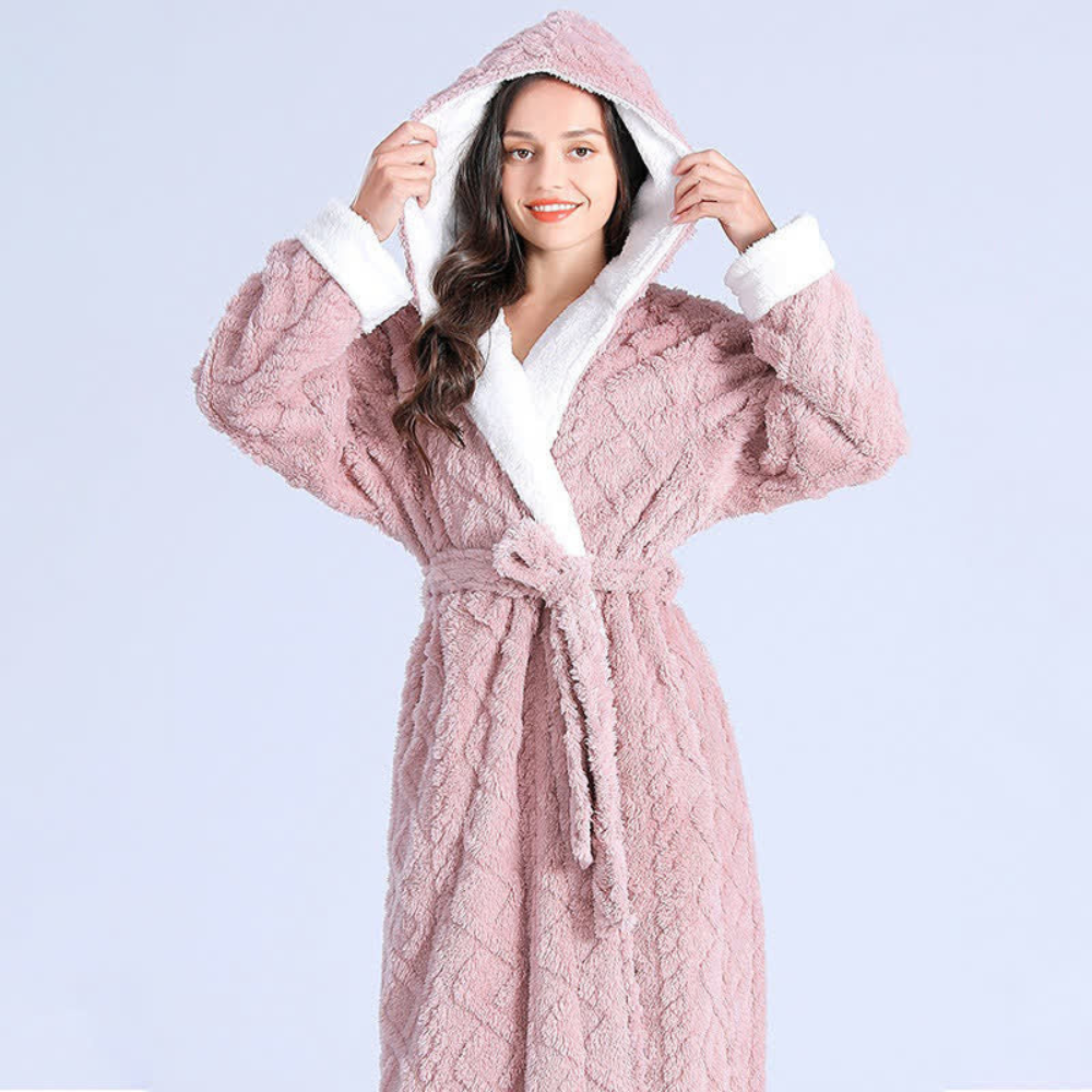 Plush Long Hooded Robe - Soft Fabric, Cozy Comfort for Women 5