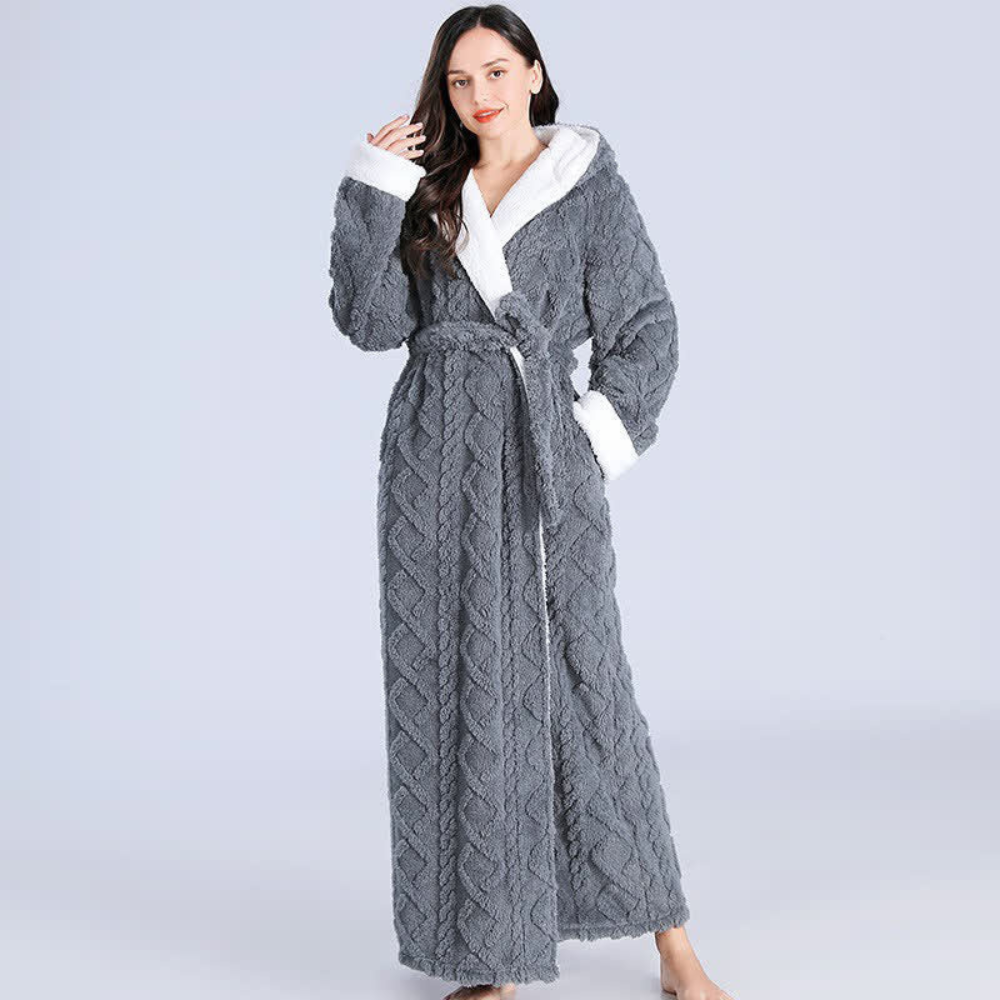 Plush Long Hooded Robe - Soft Fabric, Cozy Comfort for Women 6