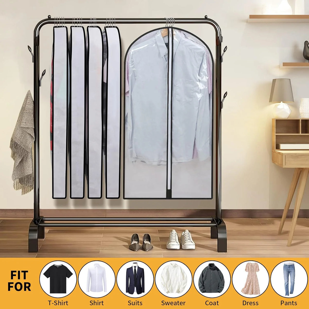Prysm Garment Cover Set - Breathable PEVA, 24-Pack for Clothes Racks 7