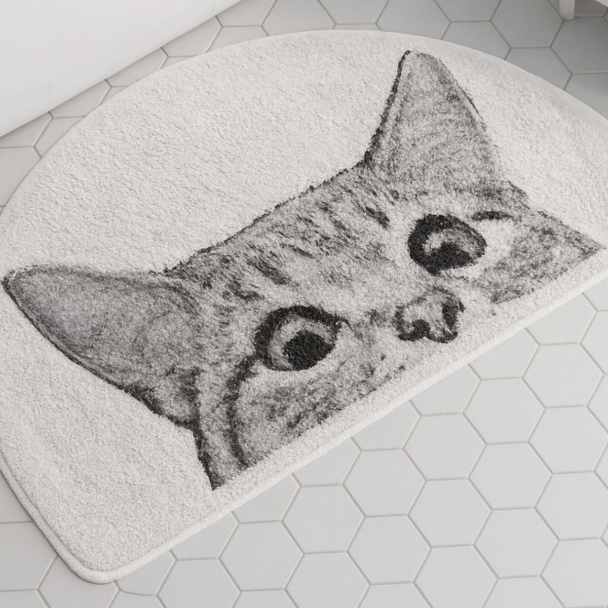 Purrfect Kitty Bath Mat - Soft Polyester, Non-Slip Design 2