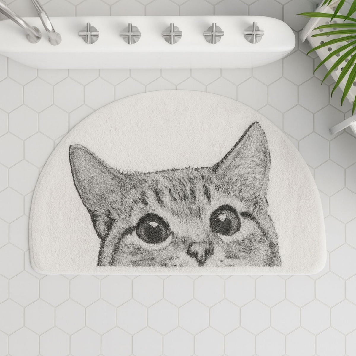 Purrfect Kitty Bath Mat - Soft Polyester, Non-Slip Design 4