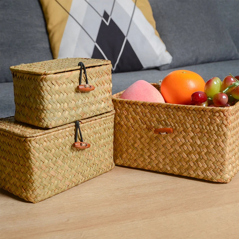 Ravenna Wicker Storage Basket - Natural Wicker, Compact Organizer 0