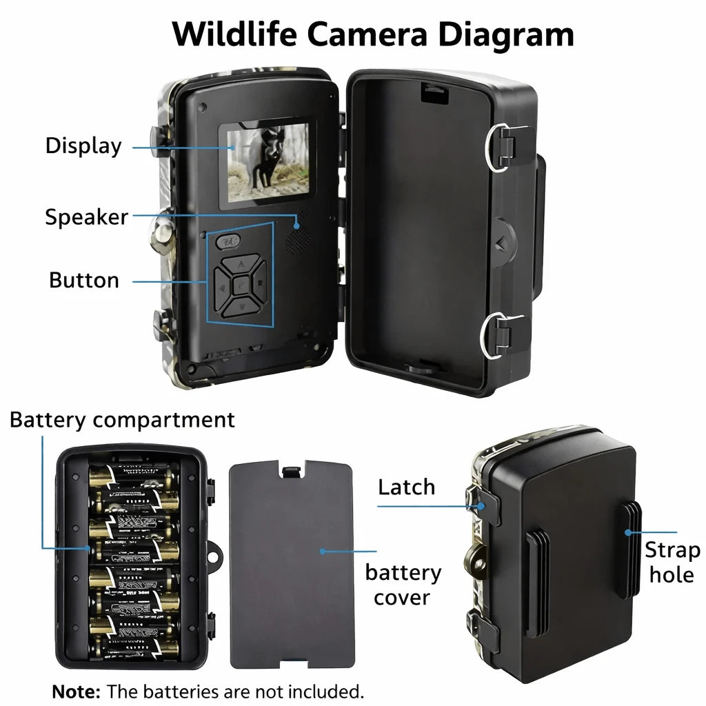 Rugged Trail Camera - 12 MP, 1080P HD Video, Infrared Night Vision, Weatherproof IP66 for Wildlife Monitoring 5
