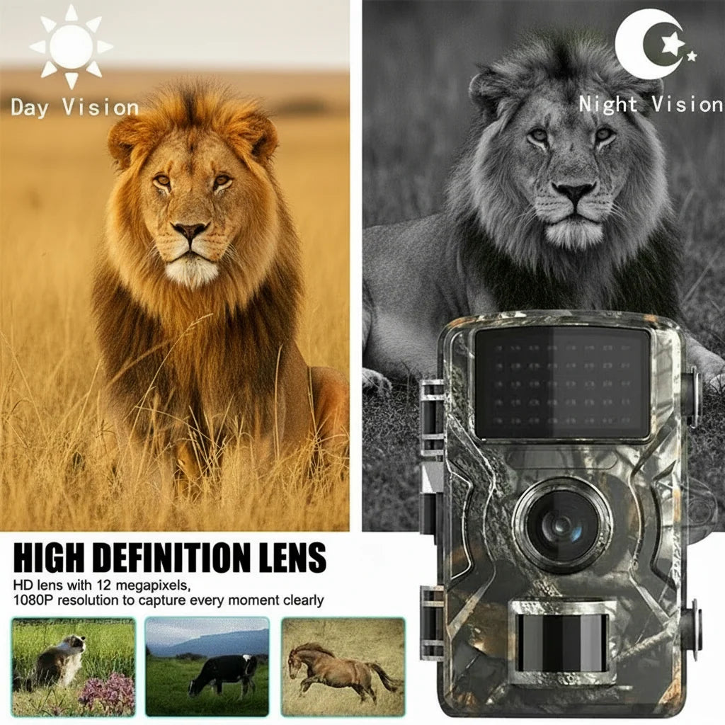 Rugged Trail Camera - 12 MP, 1080P HD Video, Infrared Night Vision, Weatherproof IP66 for Wildlife Monitoring 7