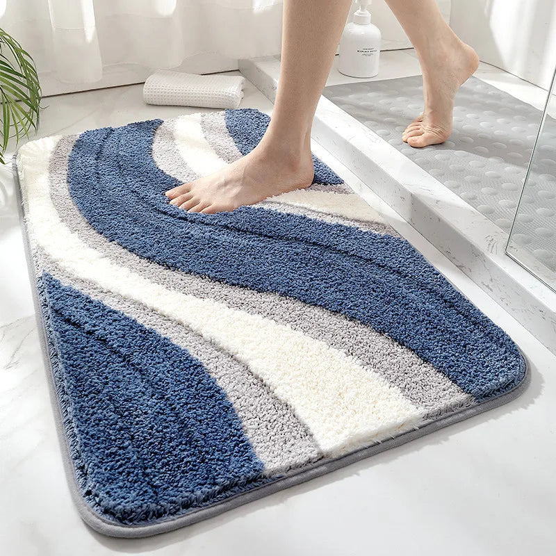 Sable Wave Bath Rug - Absorbent Microfiber, Non-Slip Backing 0