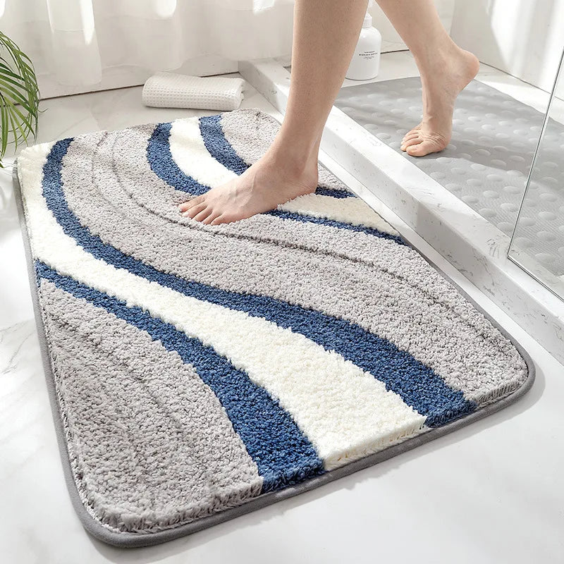 Sable Wave Bath Rug - Absorbent Microfiber, Non-Slip Backing 1