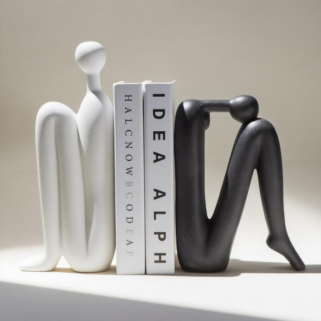 Sculptura Modern Bookends - White Porcelain, Decorative Sculptural Design 2