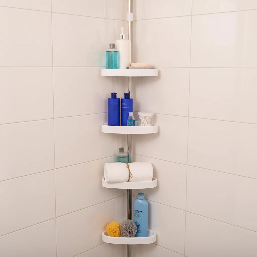 Sierra Corner Shower Caddy - Adjustable Tension Pole, Multi-Tier Storage 0