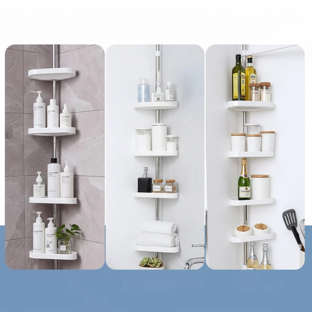 Sierra Corner Shower Caddy - Adjustable Tension Pole, Multi-Tier Storage 3