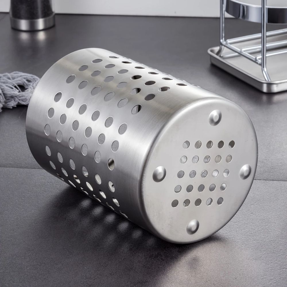 Sierra Kitchen Utensil Holder - Stainless Steel, Perforated Design 7