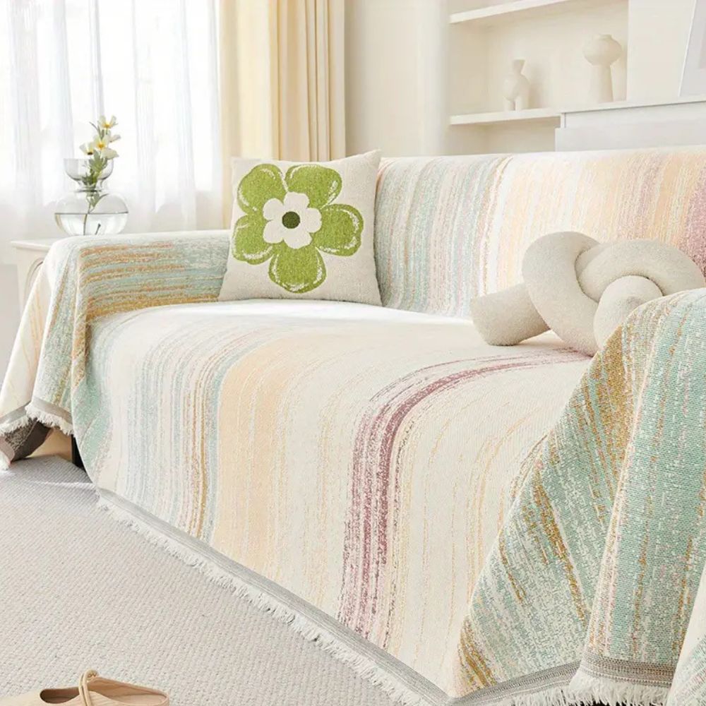 Sierra Sofa Cover - Premium Chenille, Striped Design 6