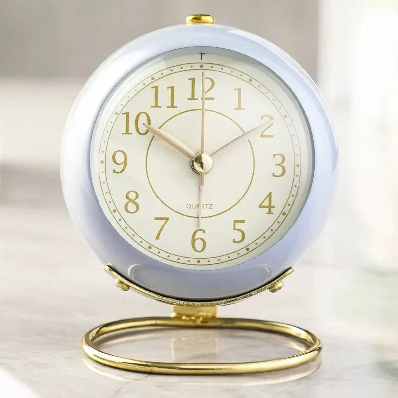 Silent Analog Alarm Clock - Vintage Style with Night Light, Compact Design for Bedroom & Nursery 0