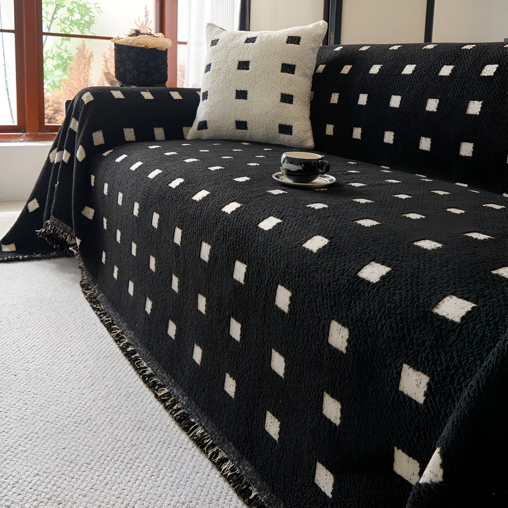 Sofara Sofa Cover - Premium Microfiber, Modern Square Pattern, Wrinkle-Resistant 0