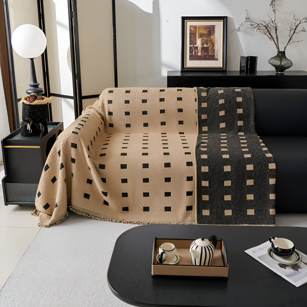 Sofara Sofa Cover - Premium Microfiber, Modern Square Pattern, Wrinkle-Resistant 2