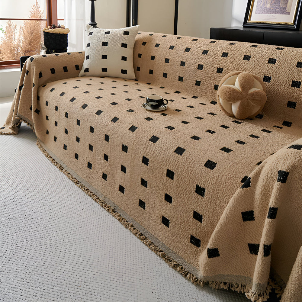 Sofara Sofa Cover - Premium Microfiber, Modern Square Pattern, Wrinkle-Resistant 4