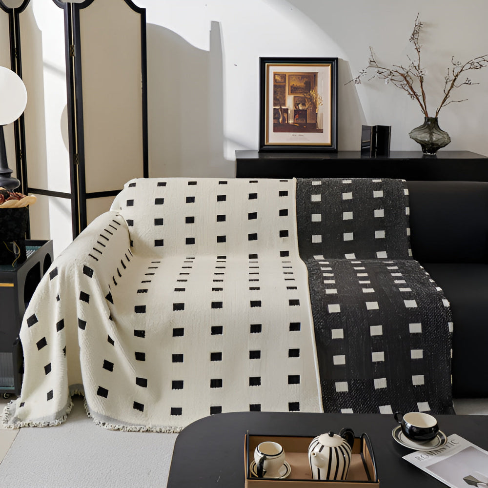 Sofara Sofa Cover - Premium Microfiber, Modern Square Pattern, Wrinkle-Resistant 6