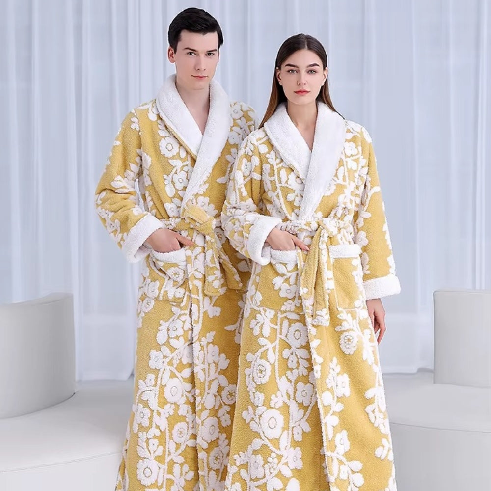 Solara Luxe Bathrobe - Plush Microfiber, Double-Layer Jacquard Design 1