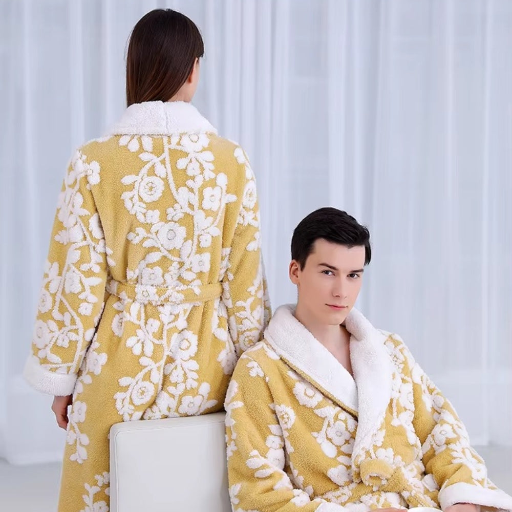 Solara Luxe Bathrobe - Plush Microfiber, Double-Layer Jacquard Design 2