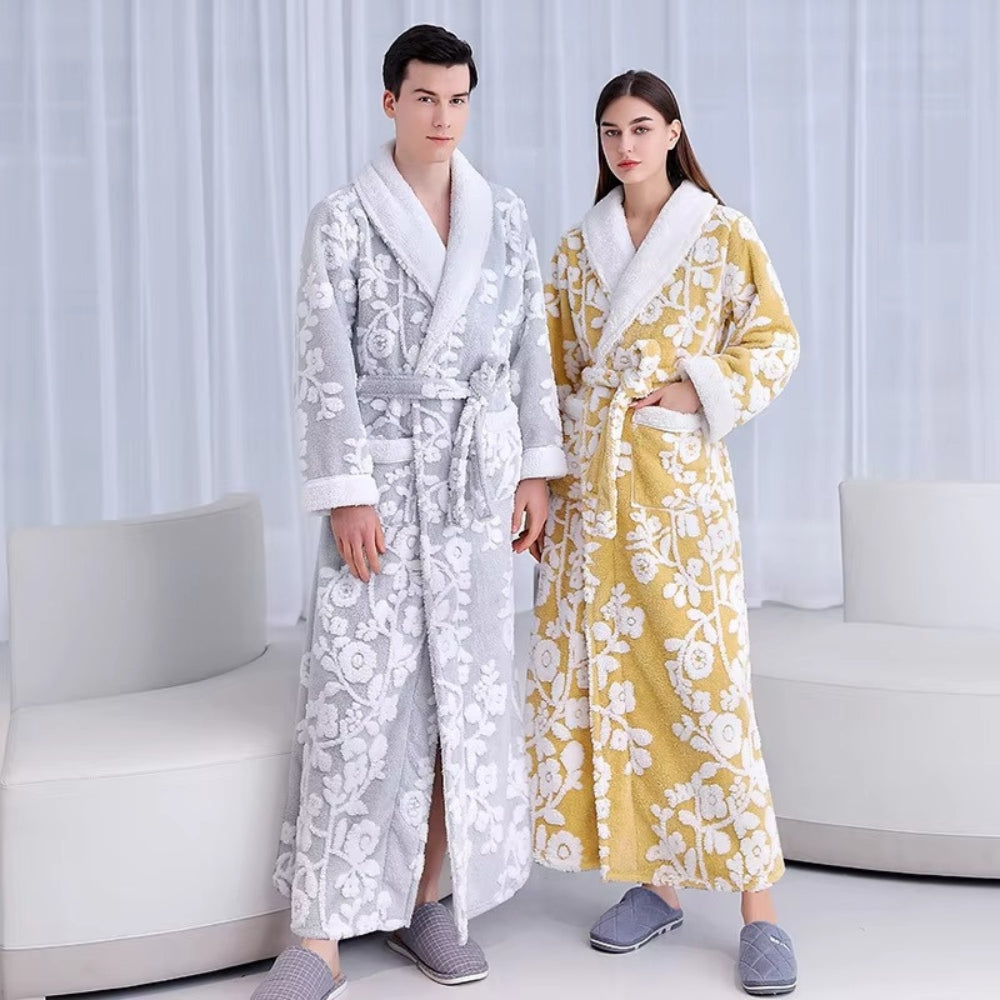 Solara Luxe Bathrobe - Plush Microfiber, Double-Layer Jacquard Design 7