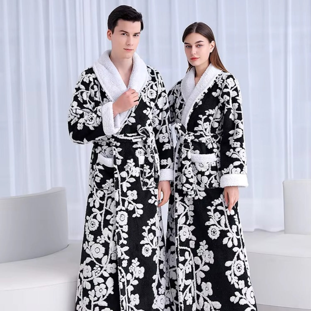 Solara Luxe Bathrobe - Plush Microfiber, Double-Layer Jacquard Design 8