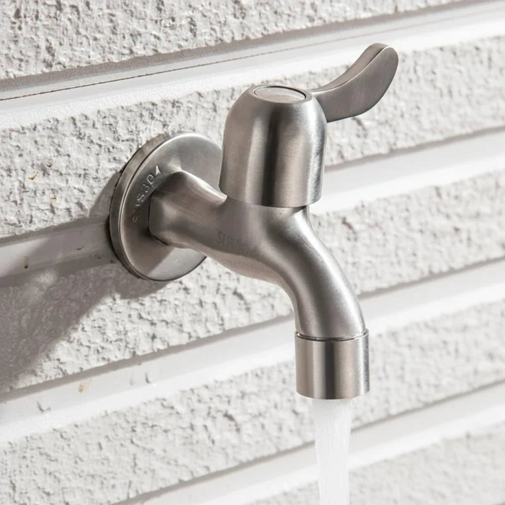 Stainless Steel Wall Mount Faucet - G1/2 Connection with Flexible Hose for Kitchen, Bathroom, Garden, and Balcony 11