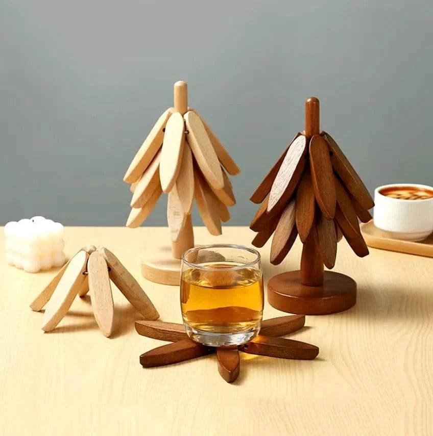 Talon Coaster Set - Tree-Shaped Durable Wood, Heat Resistant 1