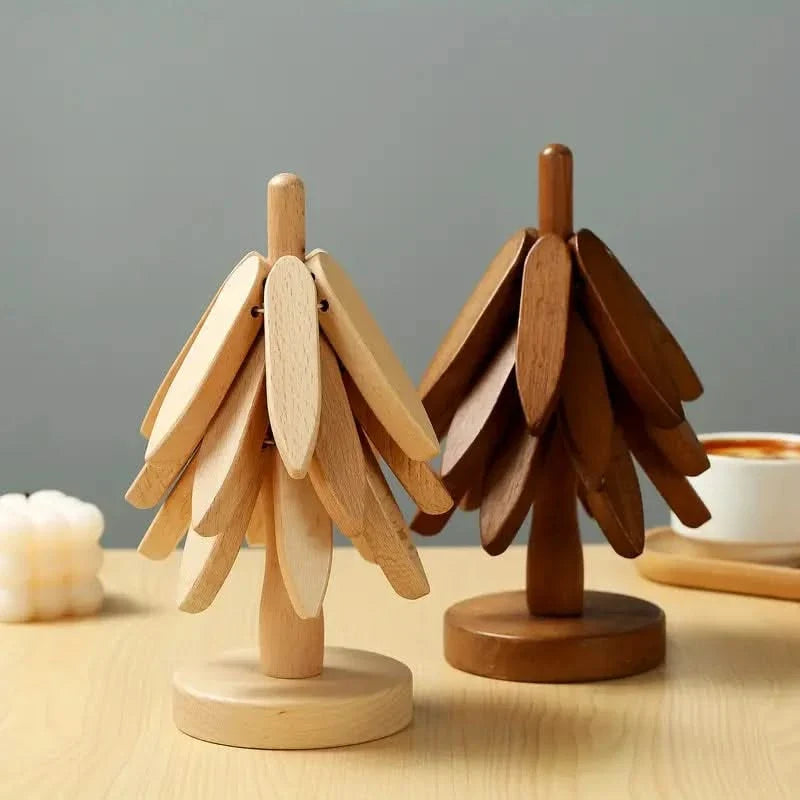 Talon Coaster Set - Tree-Shaped Durable Wood, Heat Resistant 3