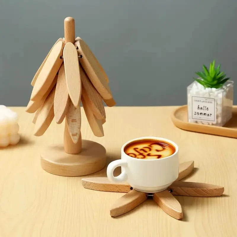 Talon Coaster Set - Tree-Shaped Durable Wood, Heat Resistant 4