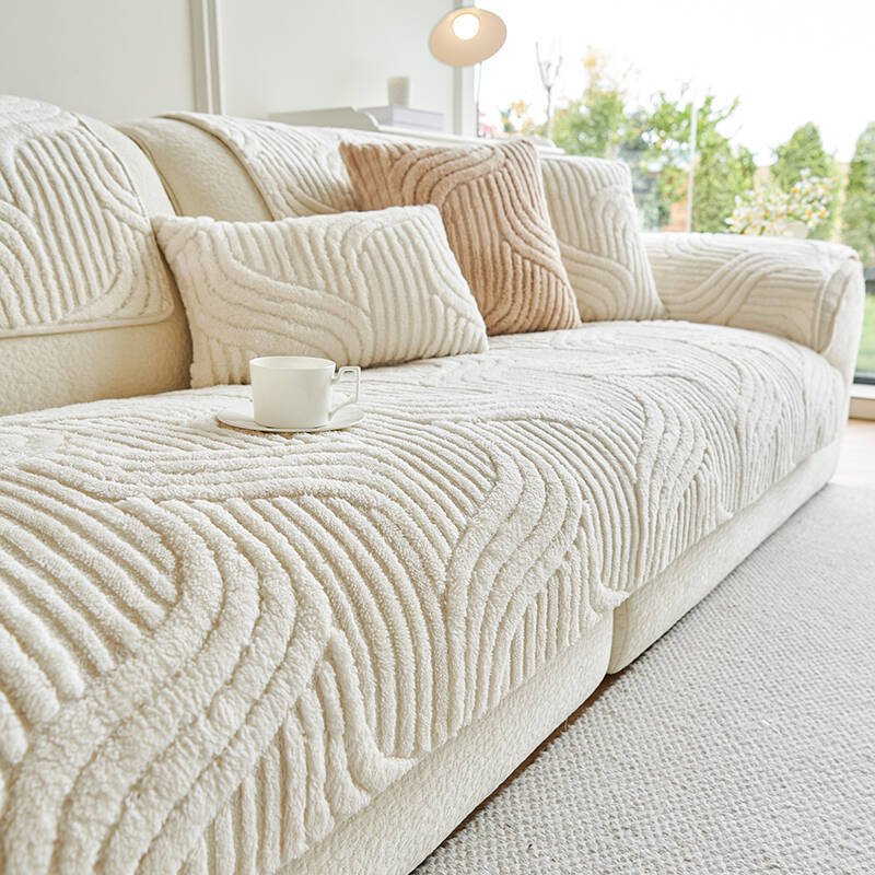 Textured Non-Slip Sofa Throw - Wave Pattern, Multiple Colors, Ideal Throw Blanket for Couch 0