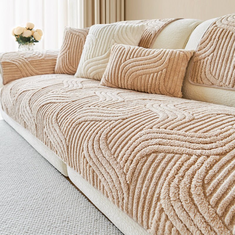 Textured Non-Slip Sofa Throw - Wave Pattern, Multiple Colors, Ideal Throw Blanket for Couch 1
